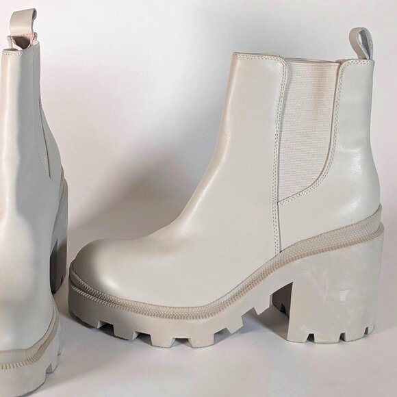 Steve Madden Women's Cream Ankle High Boots - Size 8.5M. Nice comfy heels - Picture 4 of 6